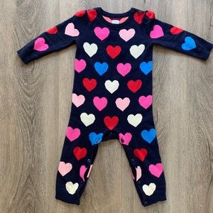 Baby Gap navy pink print onesie sweater knit heart